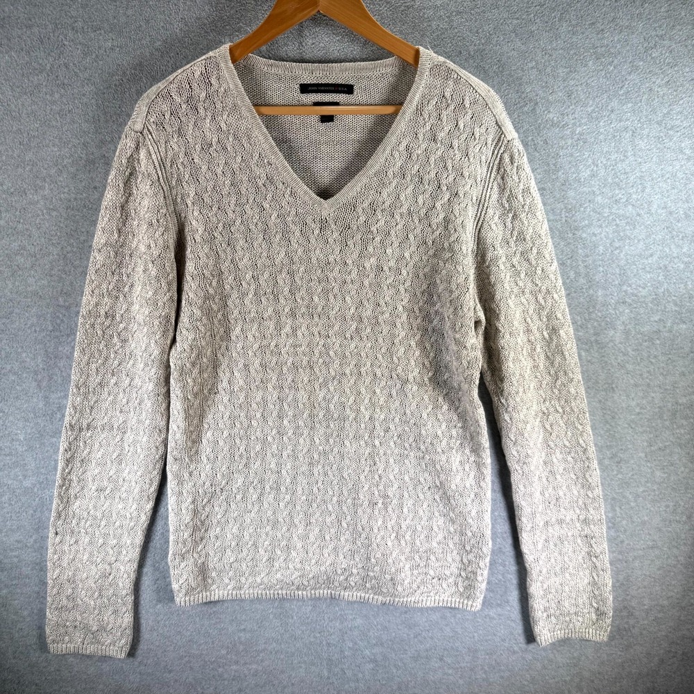 John Varvatos Cream V-Neck Sweater